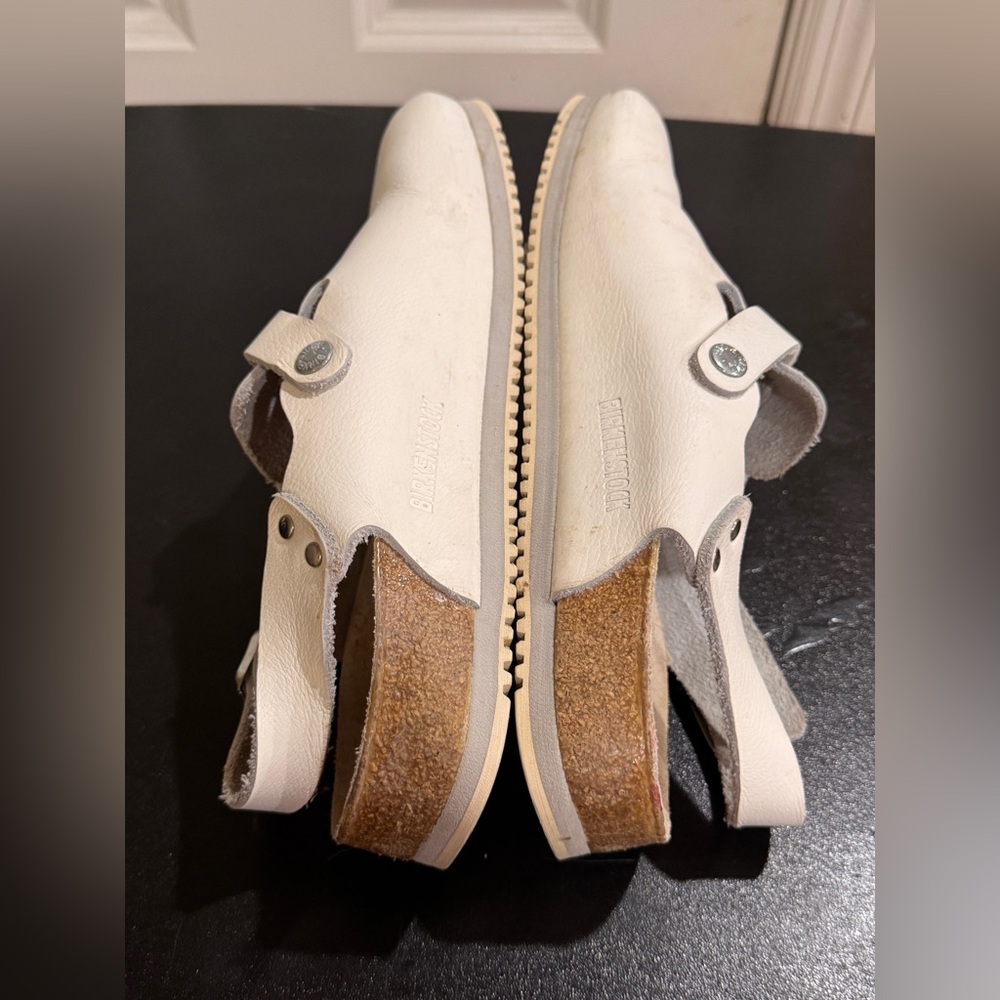 Birkenstock White Tokyo Leather Mules clogs size L9/ M7 - Picture 8 of 12
